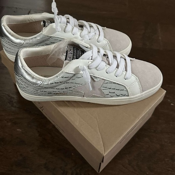 Vintage Havana-Edge Croc Embossed Leather Sneakers-size 7.5 Gray/white-Brand New - Picture 3 of 13